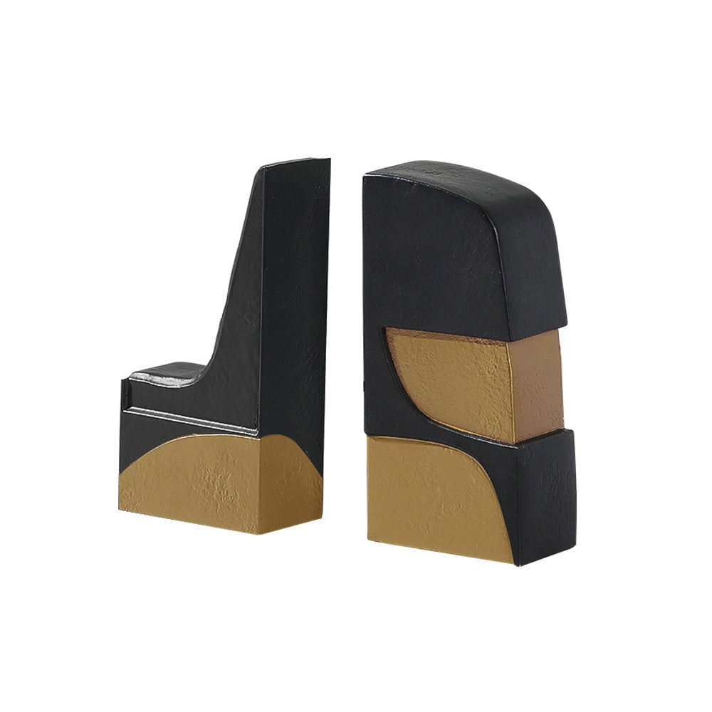 Set of 2 Black & Gold Resin Bookends FC-SZ22040