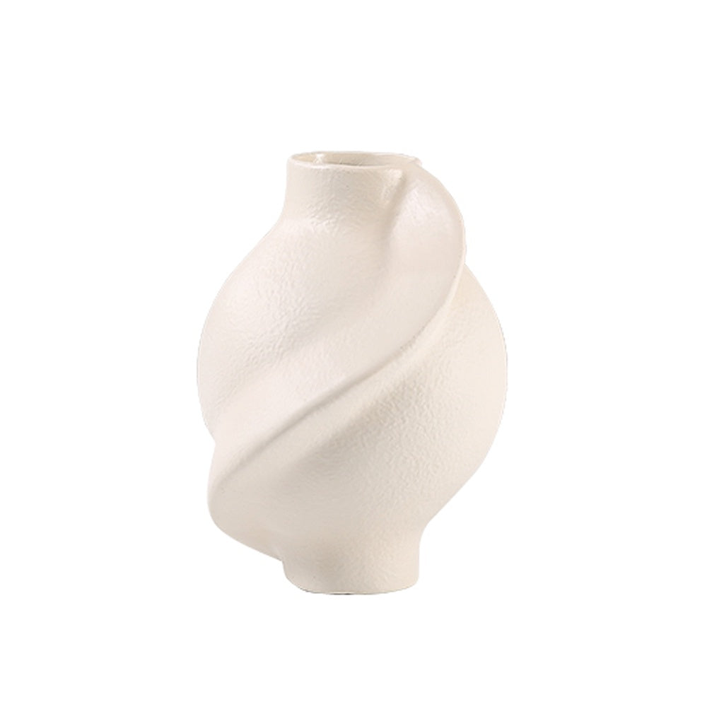 White Resin Vase with Curve Detail - Medium FC-SZ22054B