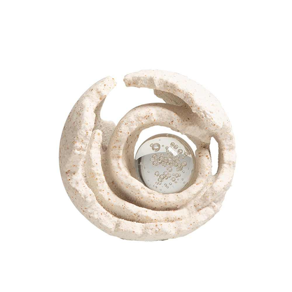 Offwhite Resin Orb with Crystal Detail FC-SZ23024