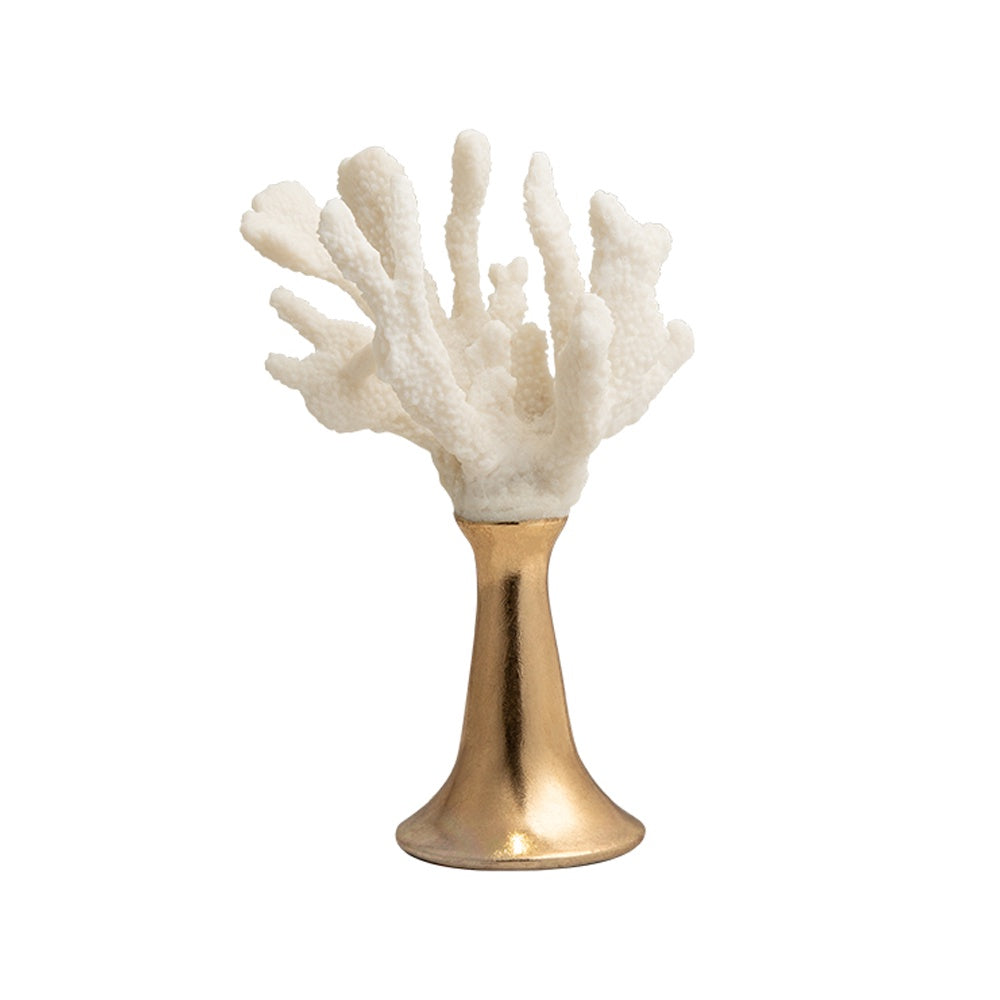 White Resin Coral Décor with Gold Base FC-SZ23033B