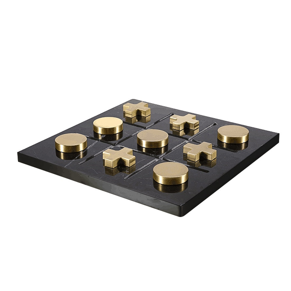 Black Marble Board Game with Gold Stainless Steel Pieces FC-W2108A