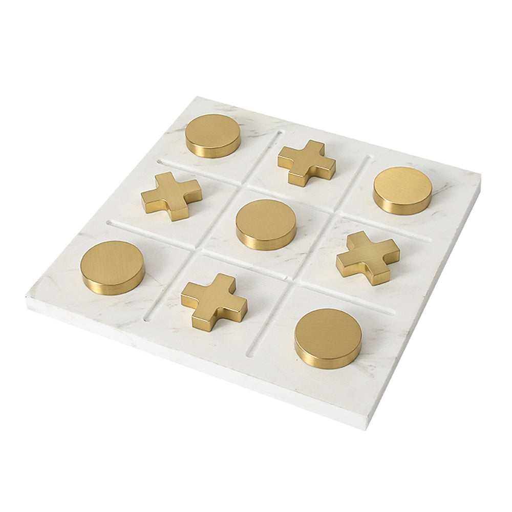 White Marble Board Game with Gold Stainless Steel Pieces FC-W2108B