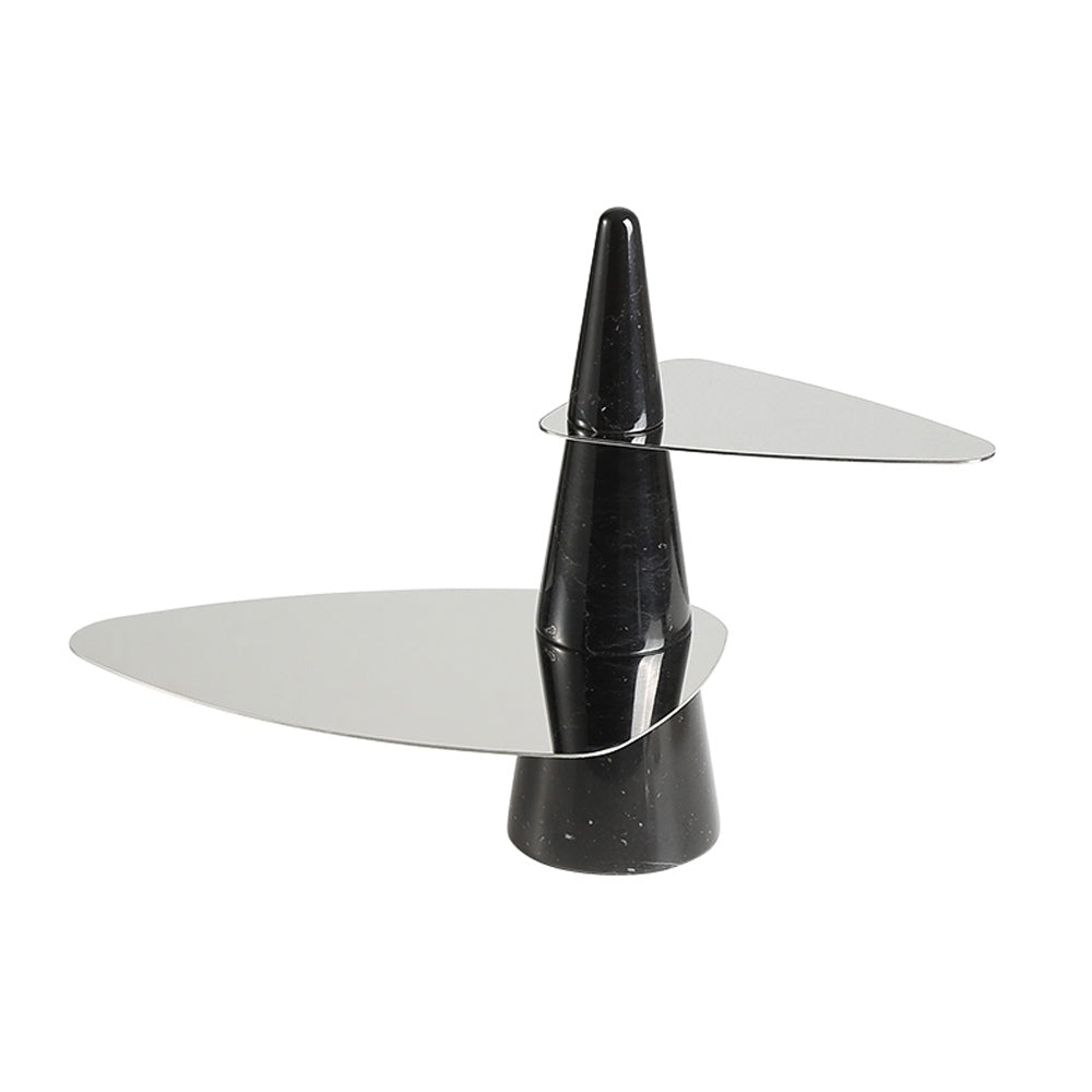 Marble & Stainless Steel Double Tiered Tray - Chrome FC-W22019A