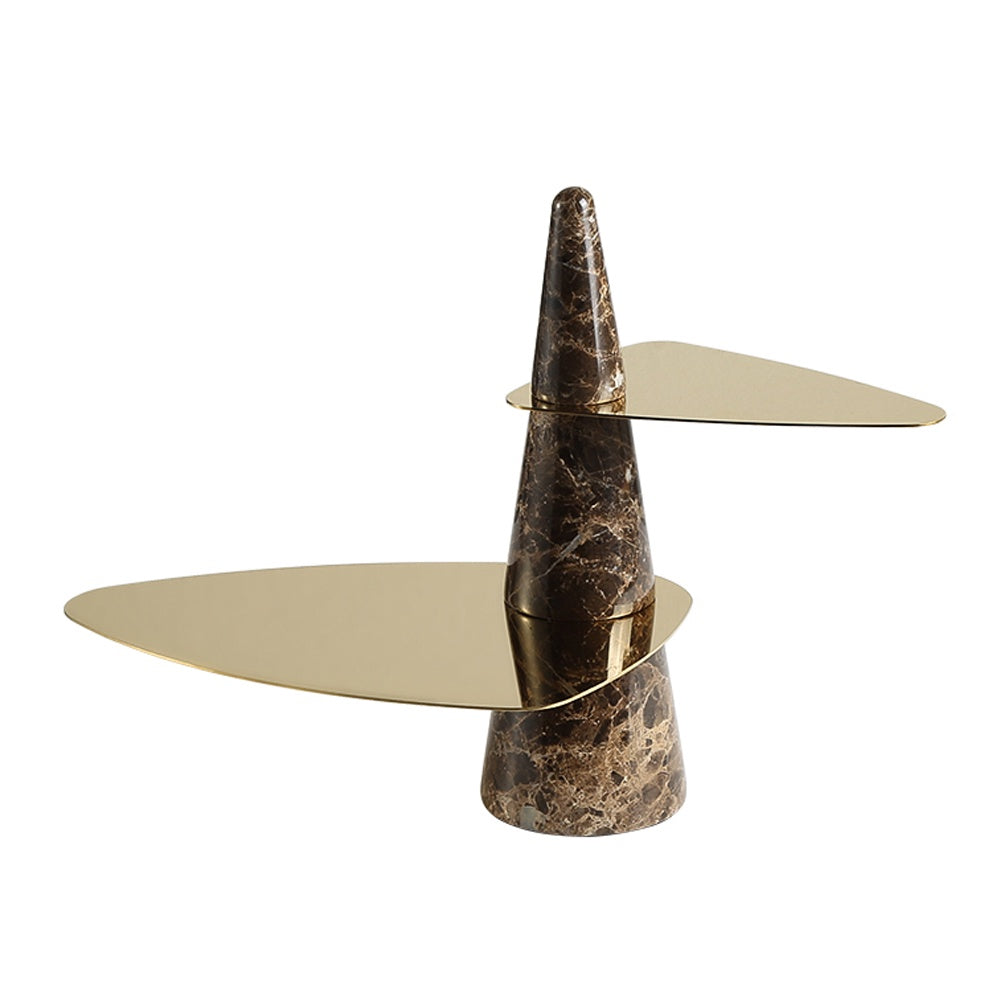 Marble & Stainless Steel Double Tiered Tray - Gold FC-W22019B