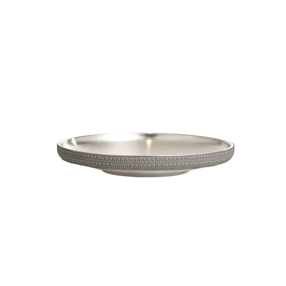 Silver Stainless Steel & Leather Decorative Platter - Medium FC-W23008B