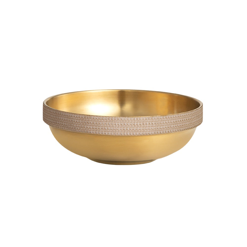 Gold Stainless Steel & Leather Decorative Bowl - Large FC-W23009A