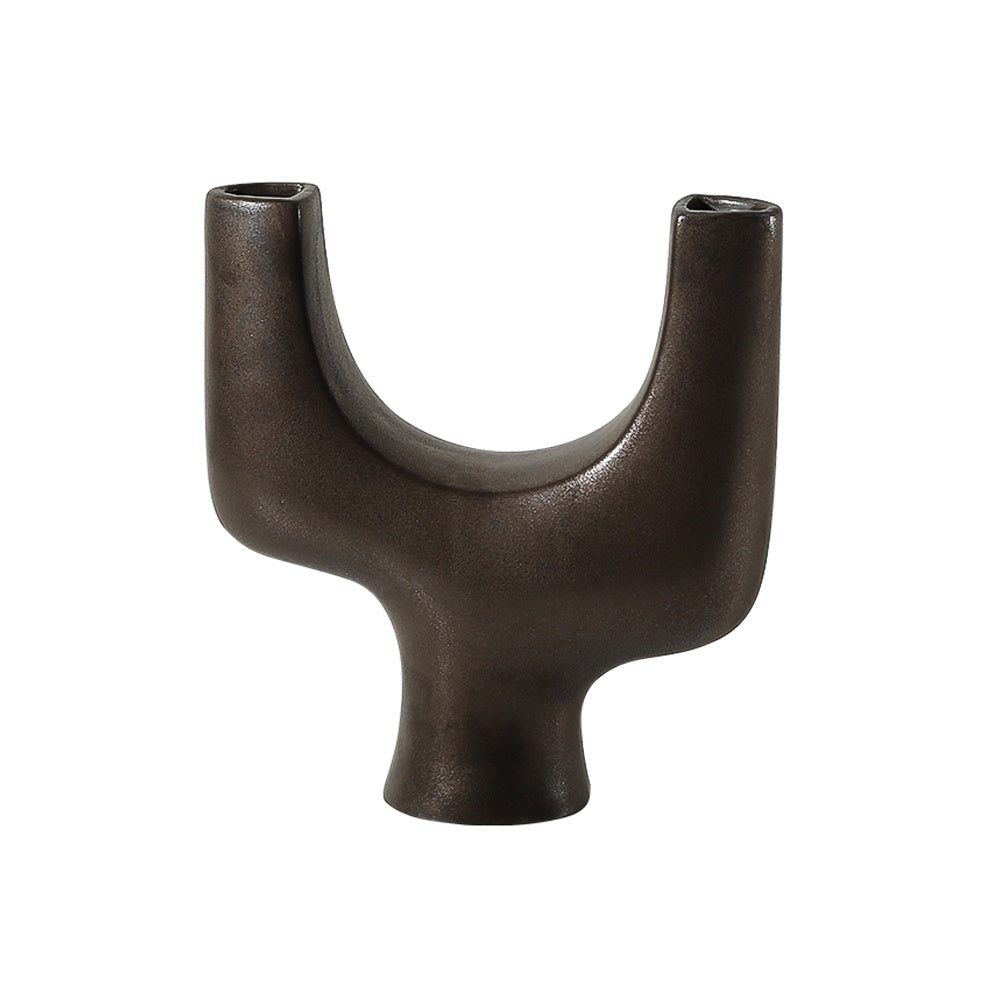Oxidized Brown Ceramic Abstract Vase FD-D22059