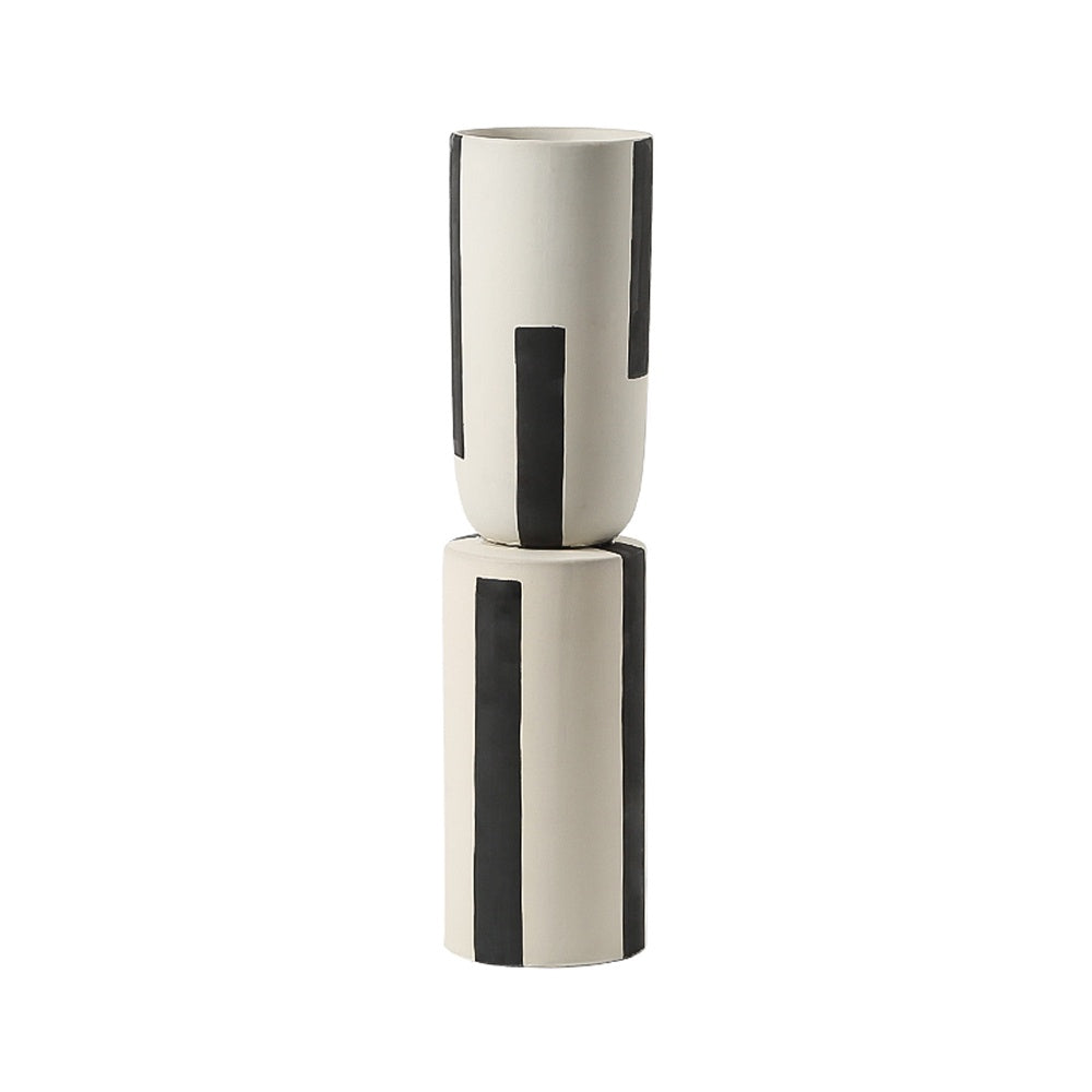 Black & Ivory Ceramic Vase FD-D22061A