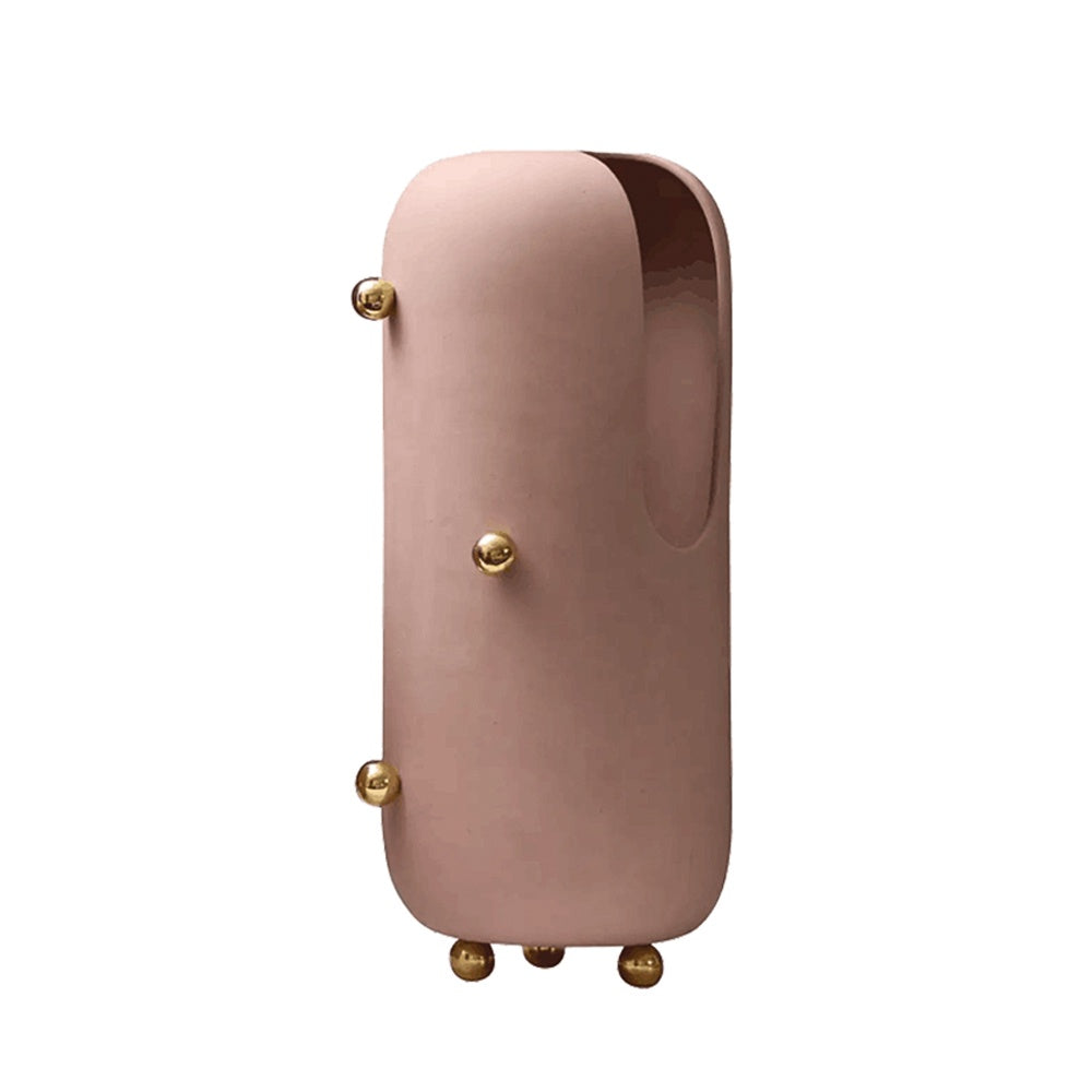 Blush Ceramic Vase with Gold Stainless Steel Detail - Large FD-D22064A FD-D22064A