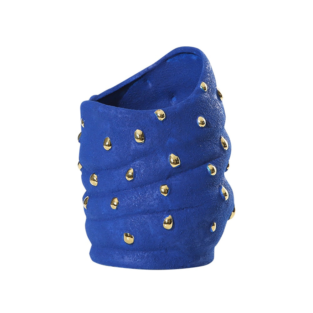 Blue Ceramic Vase with Gold Detail FD-D22075