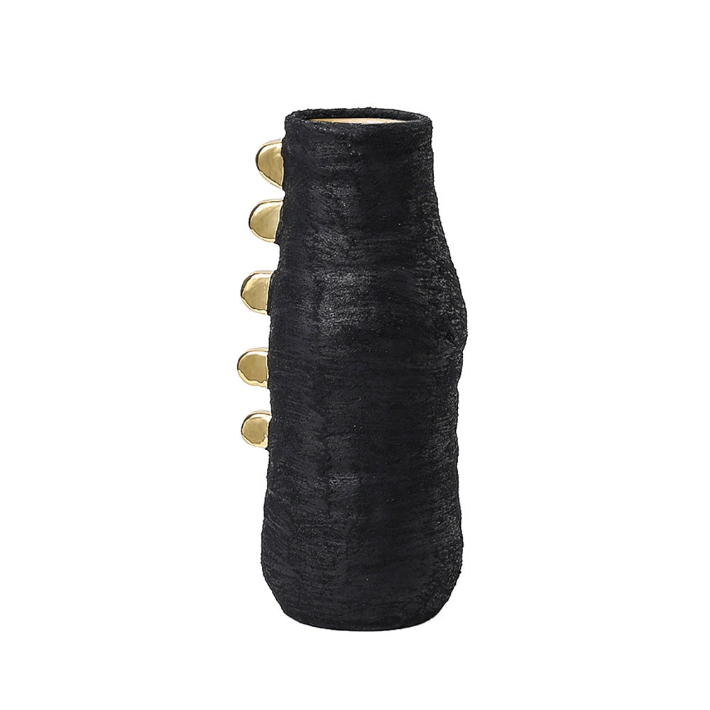 Black Ceramic Vase with Gold Detail FD-D22079A