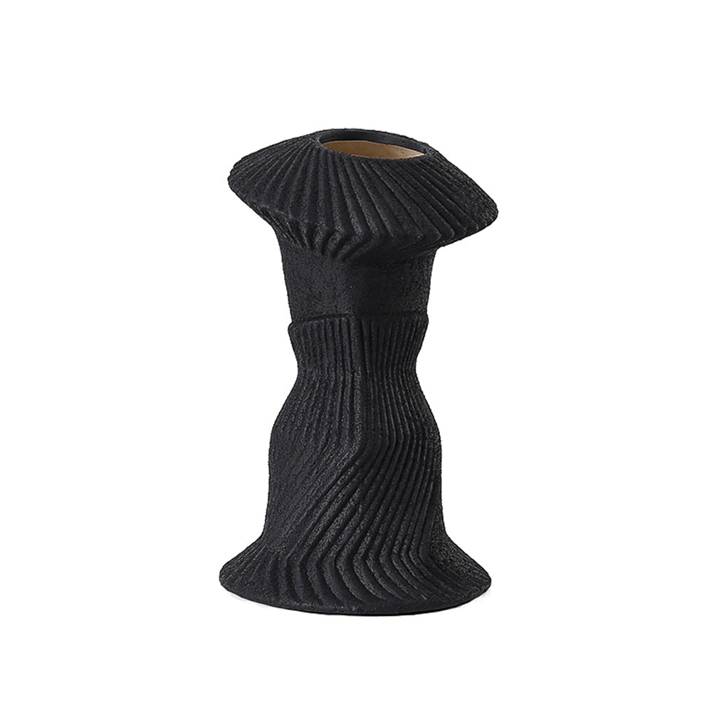 Black Ceramic Vertical Pleated Vase FD-D22088