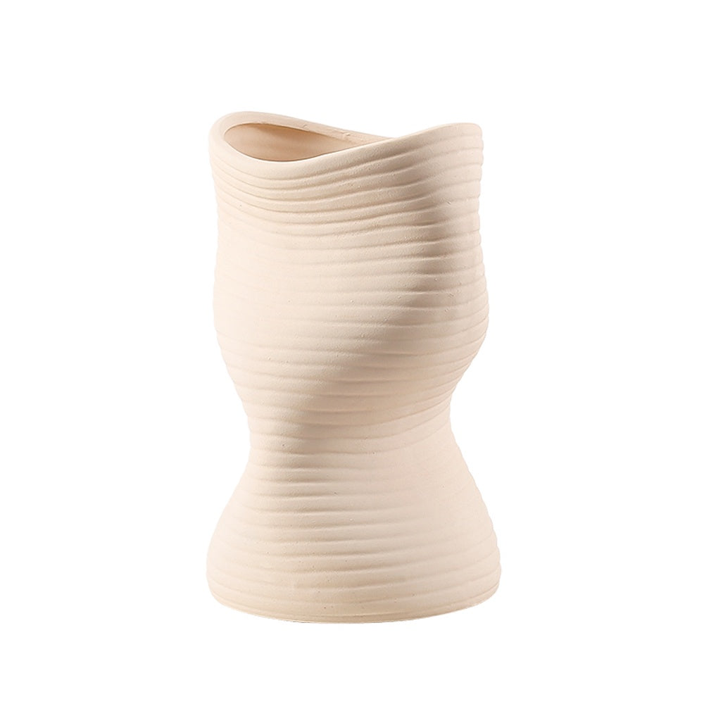 Cream Creased Ceramic Vase FD-D22115B