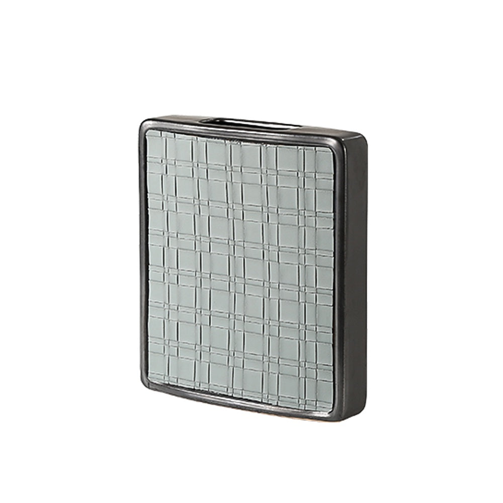 Medium Rectangular Ceramic Vase with Contrast Leather Detail - Grey FD-D22141B