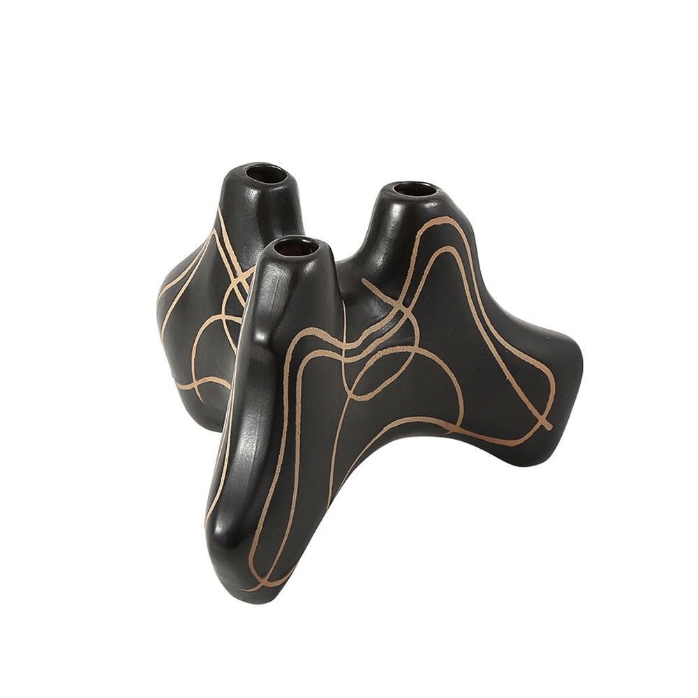 Black Ceramic Abstract Bud Vase FD-D22154