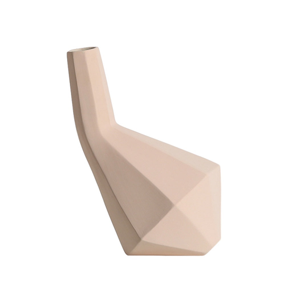 Beige Ceramic Polygon Vase FD-D23018