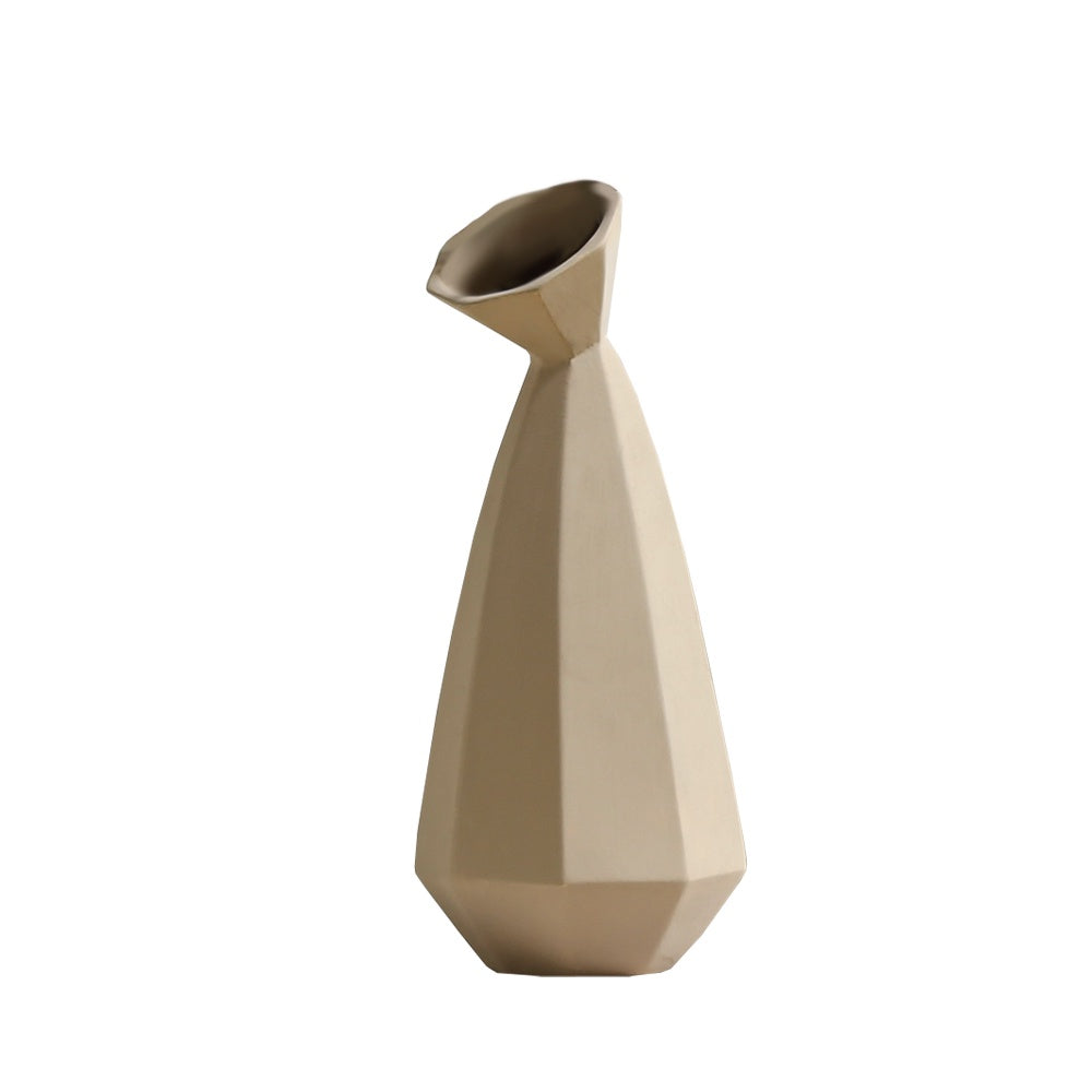 Beige Ceramic Polygon Vase FD-D23019
