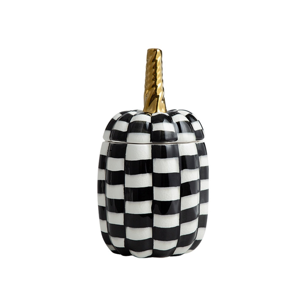 Black, White & Gold Ceramic Pumpkin Jar FD-D23068