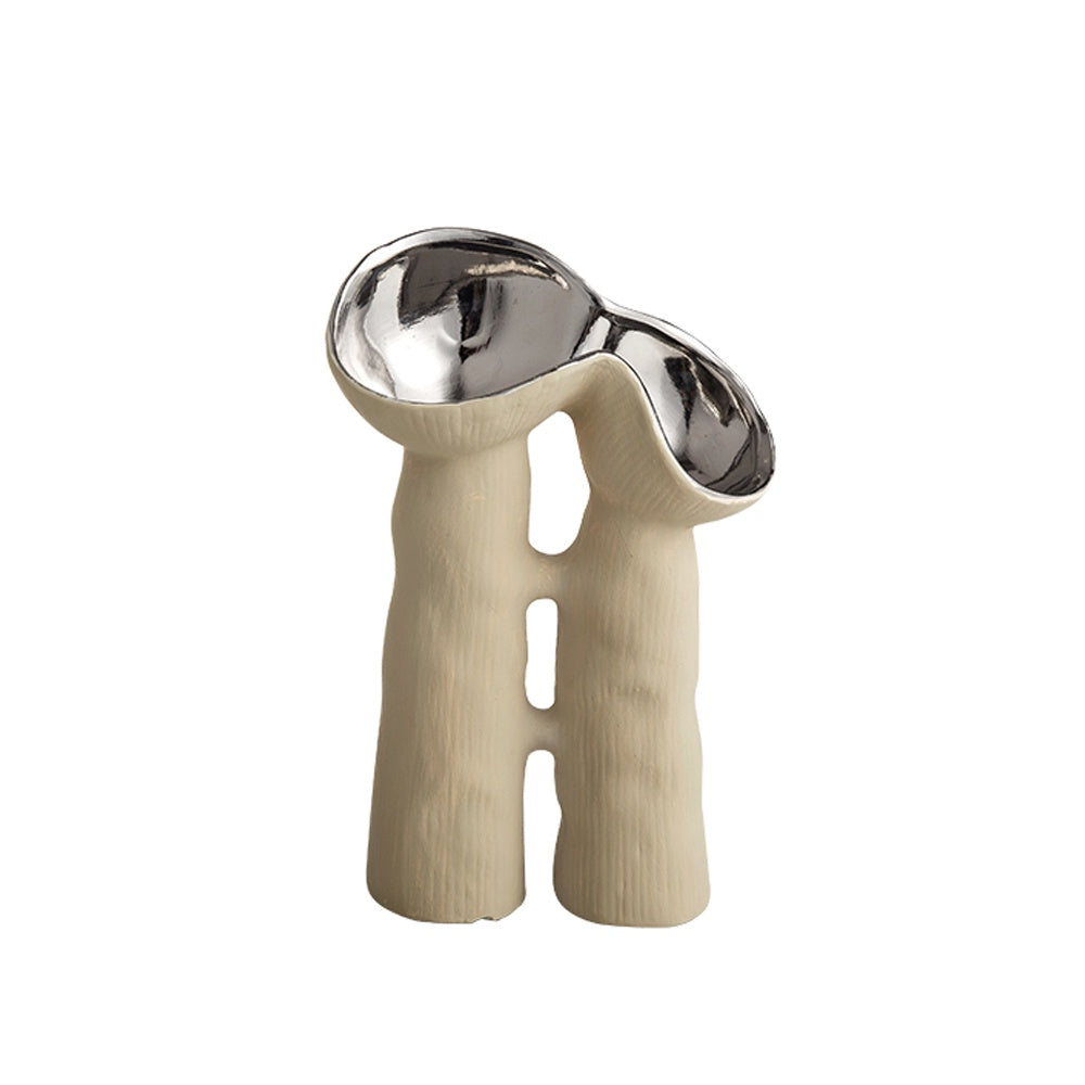 Offwhite & Silver Ceramic Bud Vase FD-D23075A