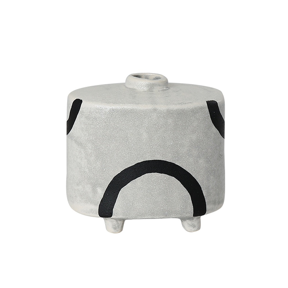 Black & White Ceramic Vase with Semicircle Detail FD-D23088D