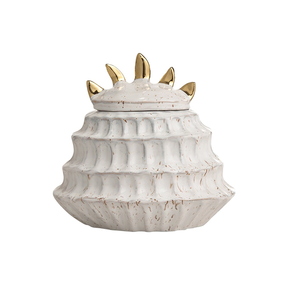 White & Gold Ceramic Jar FD-D23094