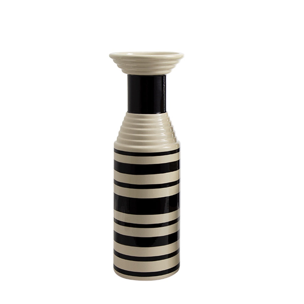 Black & White Striped Ceramic Vase FD-D23108A