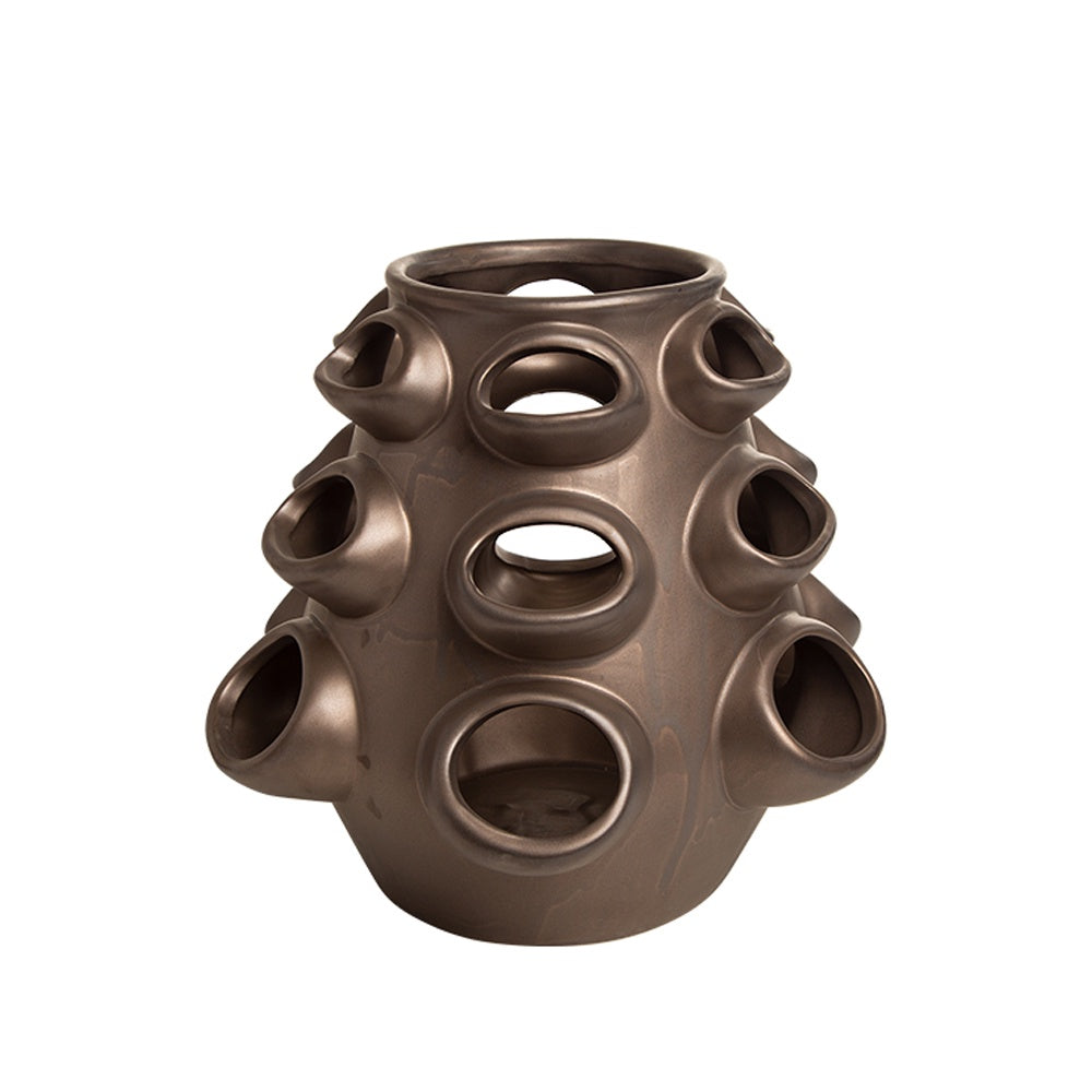 Metallic Brown Ceramic Decorative Vase FD-D23109B