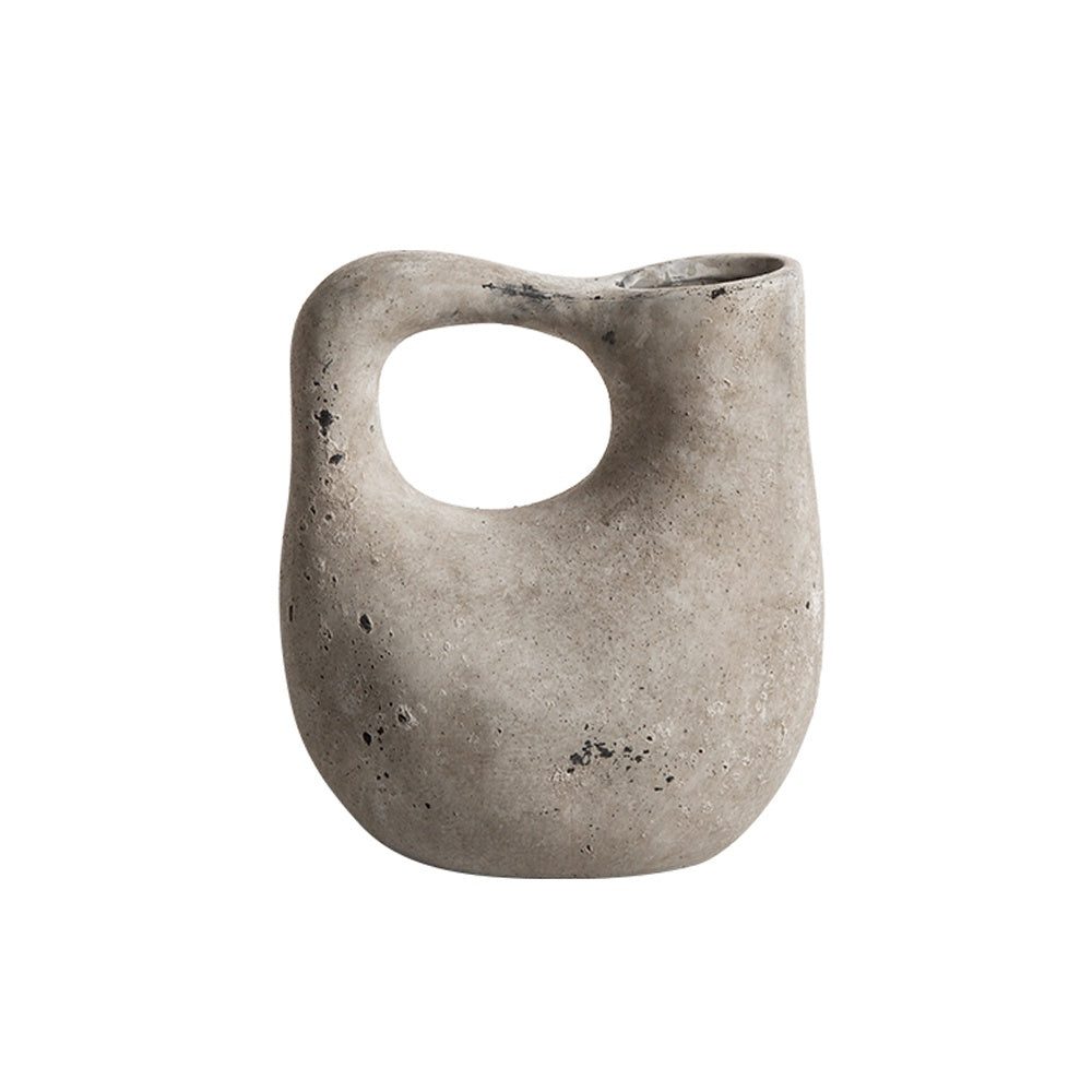Grey Distressed Vessel with Handle Detail FD-D23111