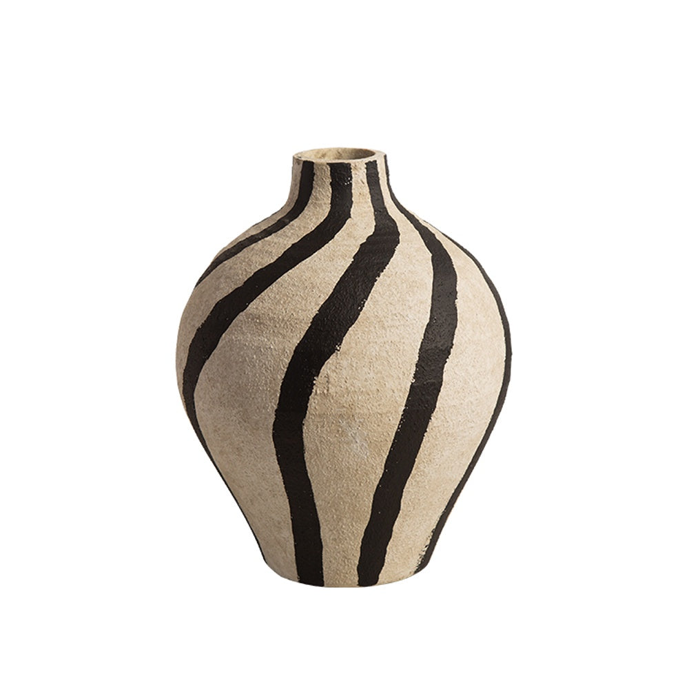Beige & Black Striped Ceramic Vase FD-D23113A