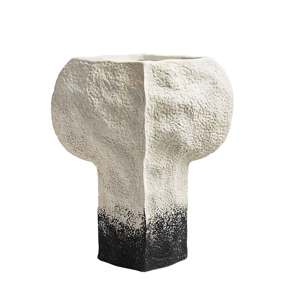 Black & White Textured Ceramic Pedestal Vase  FD-D23119A