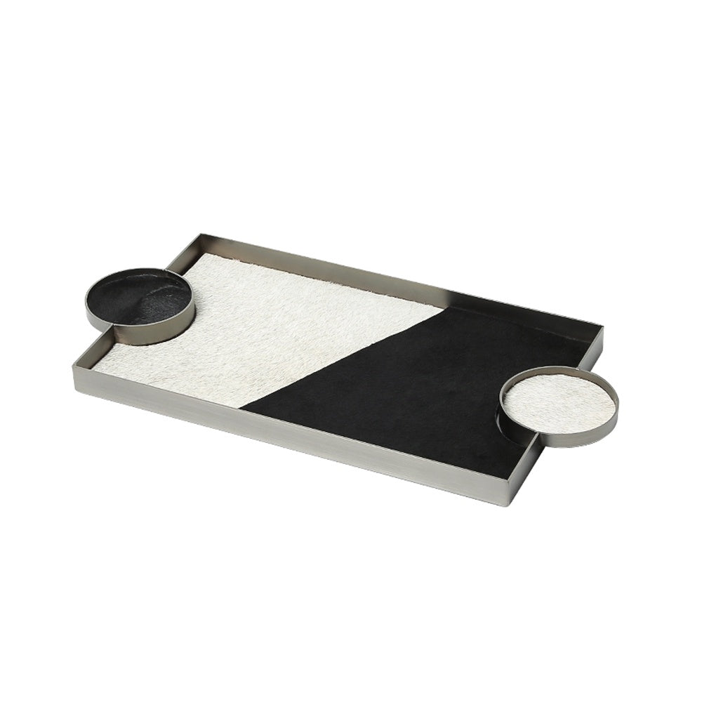 Black & White Leather Tray with Metal Detail FD-W22009