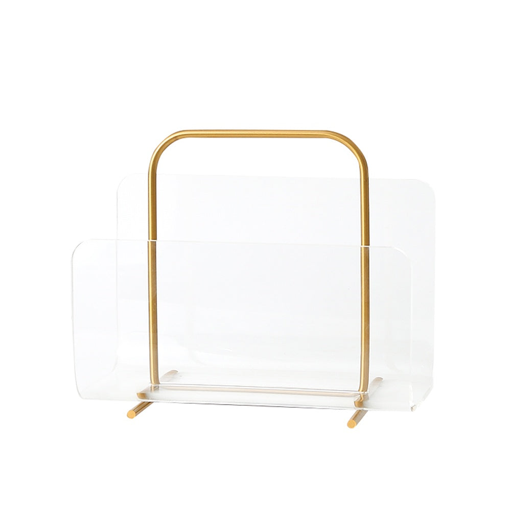 Acrylic & Metal Magazine Holder - Gold FD-YL21017A
