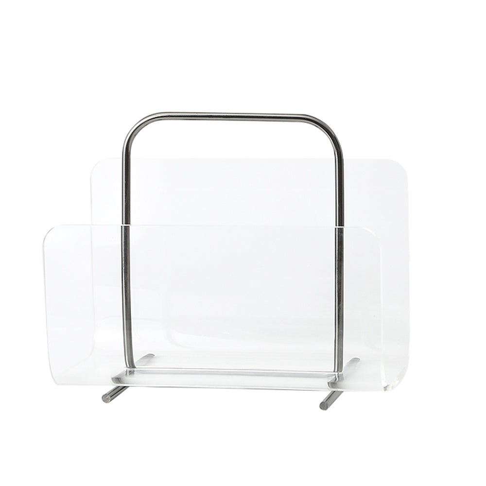 Acrylic & Metal Magazine Holder - Silver FD-YL21017B