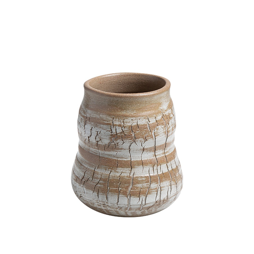 Brown & White Crackled Ceramic Vase FF-D23081C