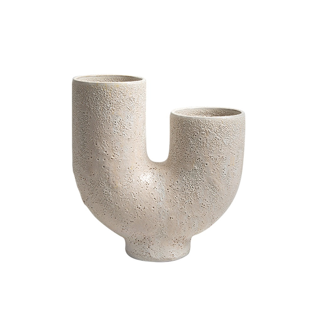White Ceramic U-Shaped Vase FF-D23106