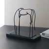 Iron Linear Horse Sculpture on Marble Base H0993