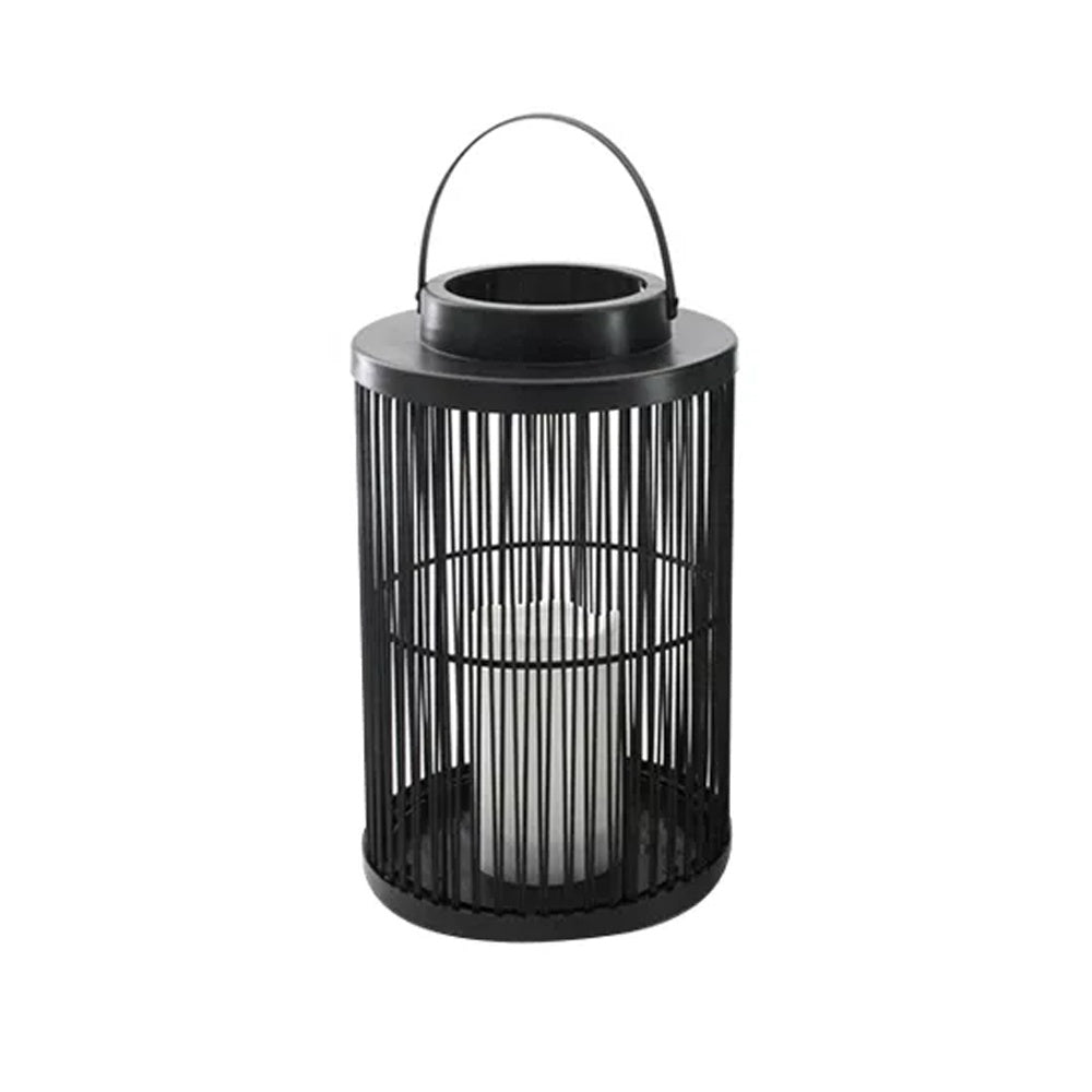 Solar Iron & Rattan Lantern - Medium HK-SL001-50