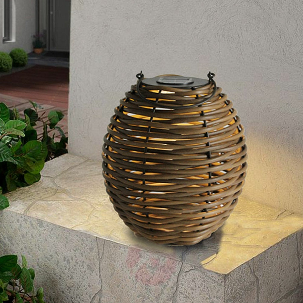Metal & PP Rattan Solar Lantern - Small - HK-SL001-68