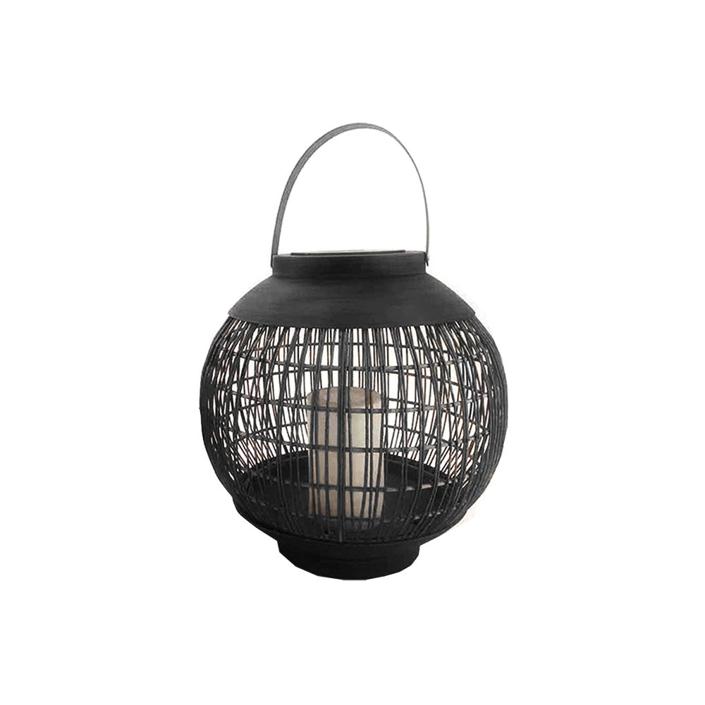 Solar Iron & Rattan Lantern - Medium HK-SL6001-61