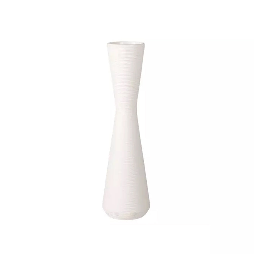 White Ceramic Ribbed Vase HP1510