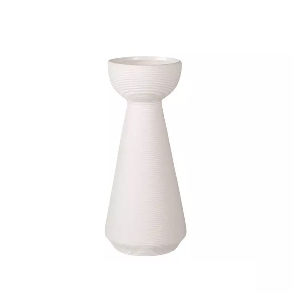 White Ceramic Ribbed Vase HP1511