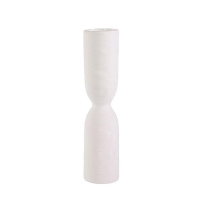 White Ceramic Ribbed Vase HP1518