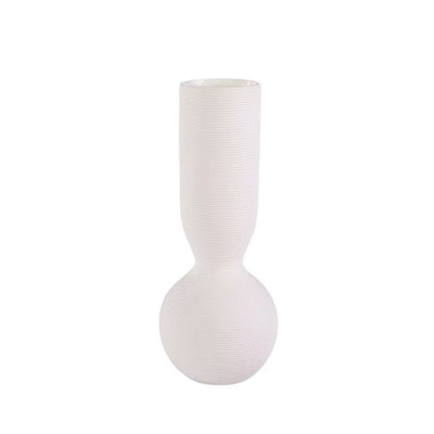 White Ceramic Ribbed Vase HP1519