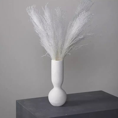 White Ceramic Ribbed Vase HP1519