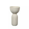 White Ceramic Ribbed Pedestal Vase HP1552