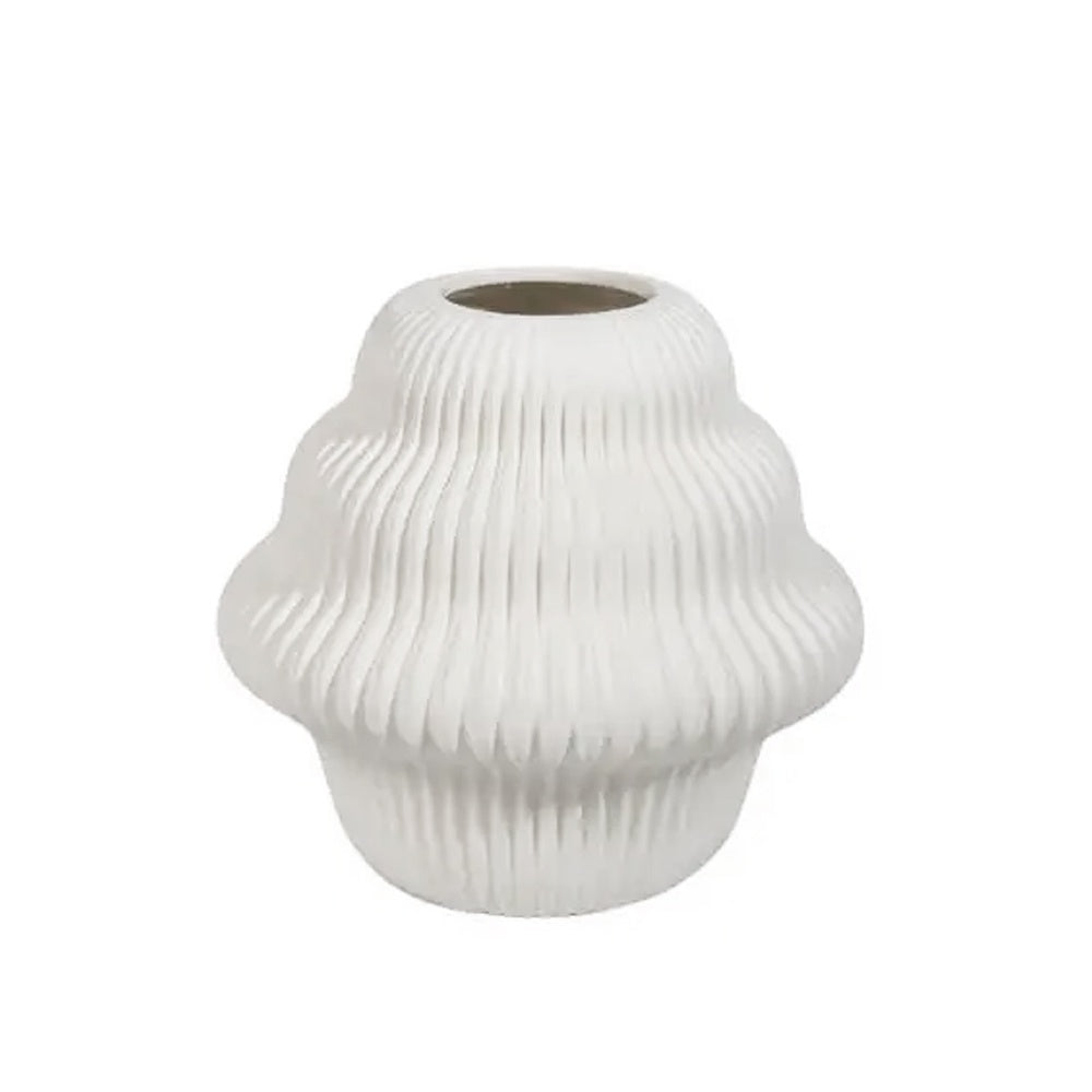 White Ceramic Ribbed Vase HP1555 White Ceramic Ribbed Vase HP1555