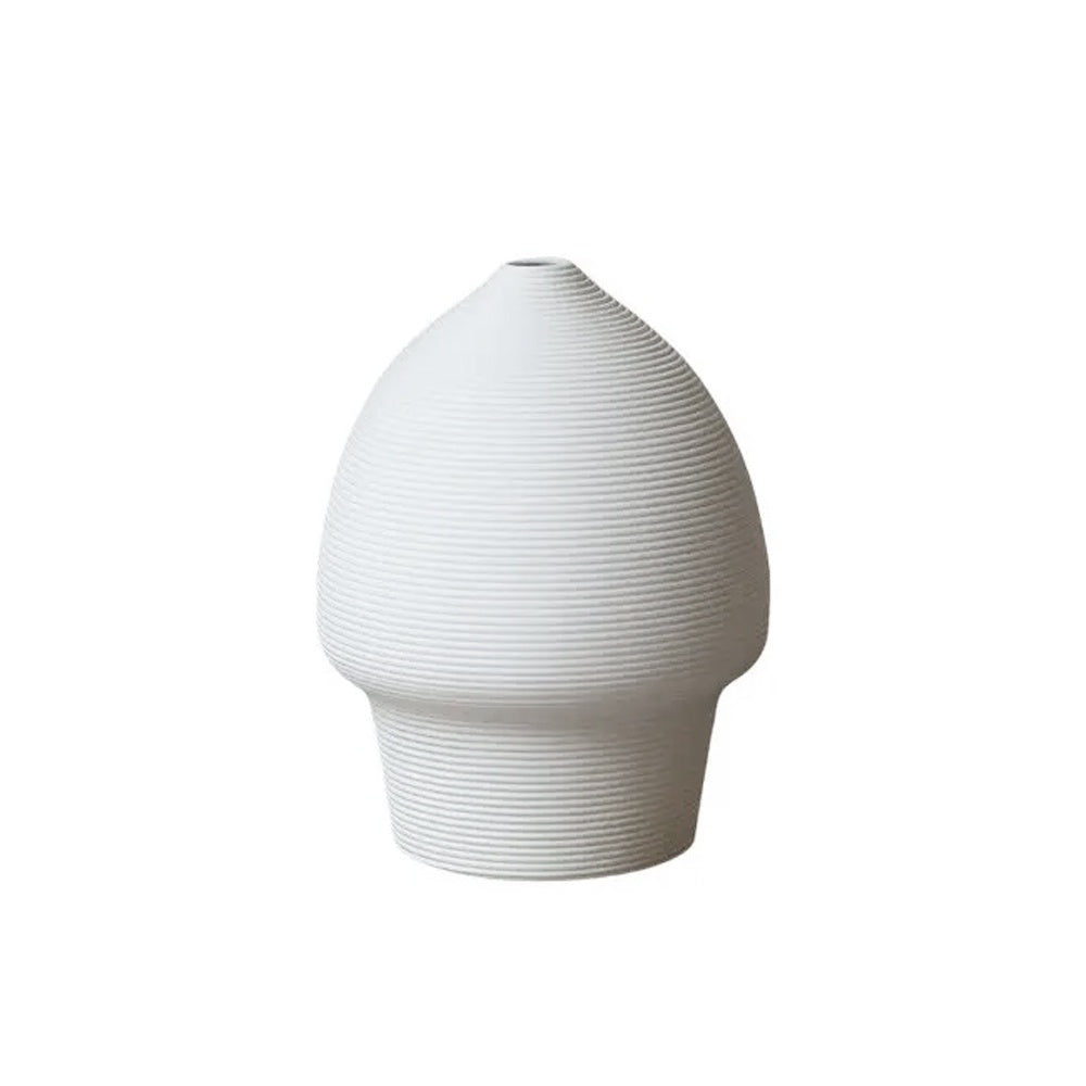White Ribbed Ceramic Vase HP1565