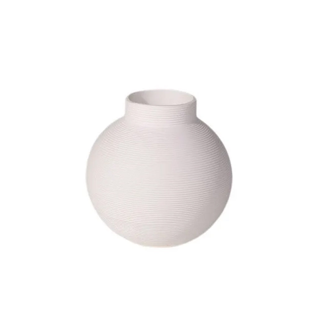 White Ceramic Ribbed Vase HP2505