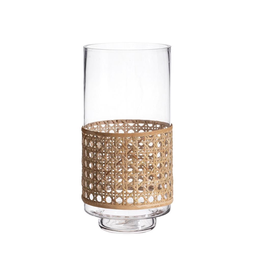 Glass Hurricane with Rattan Detail HPZSX101730T2