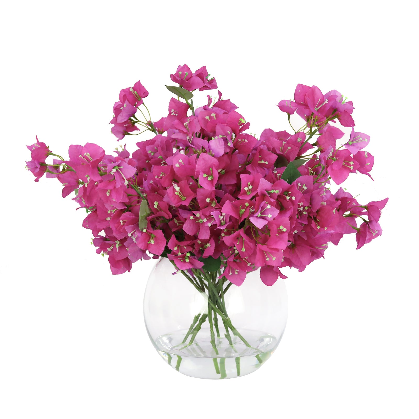Deep Rose Artificial Bougainvillea Arrangement in Round Vase IHR-BGV070-RS